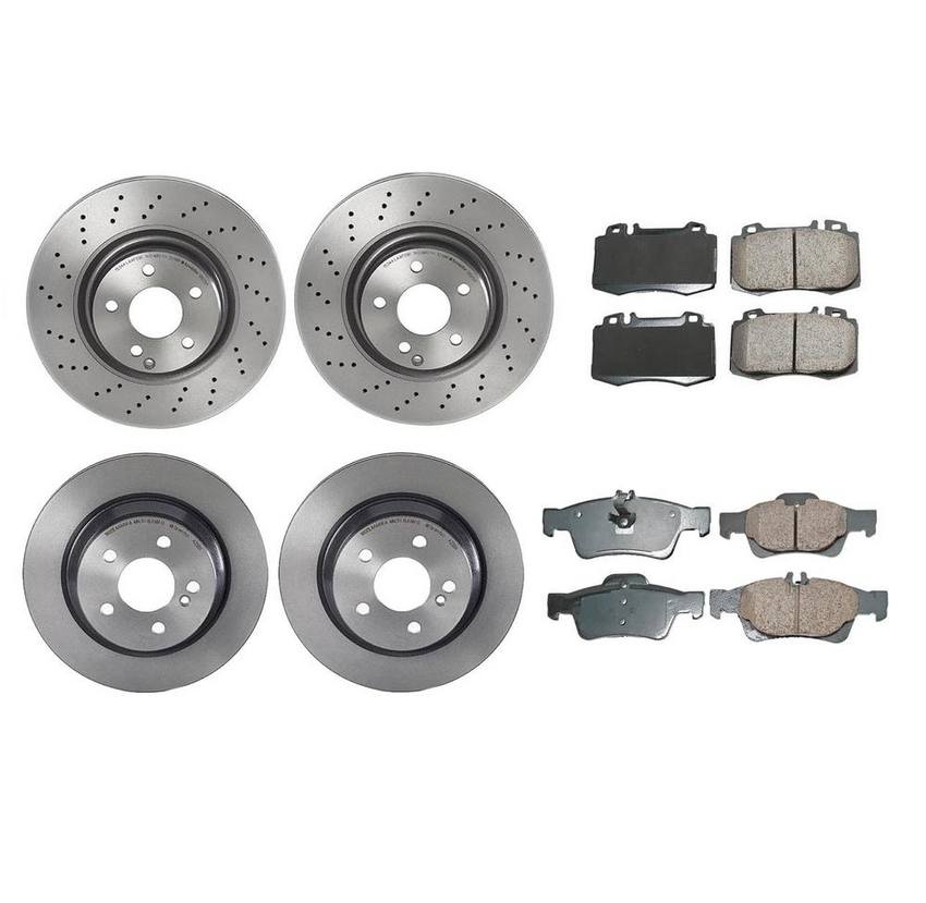 Mercedes Disc Brake Pad and Rotor Kit – Front and Rear (330mm/300mm) (Ceramic) (EURO) 163420102041 – Akebono Euro Ultra-Premium 4122508KIT