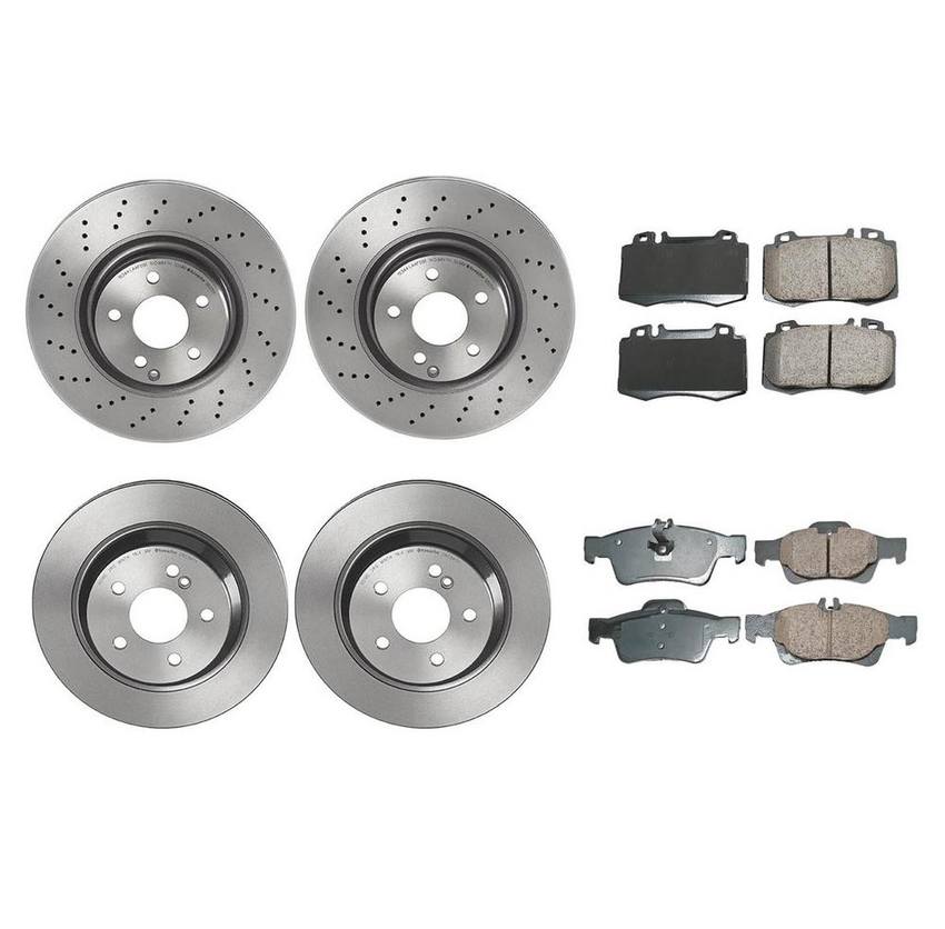 Mercedes Disc Brake Pad and Rotor Kit – Front and Rear (330mm/300mm) (Ceramic) (EURO) 221423121207 – Akebono Euro Ultra-Premium 4122511KIT