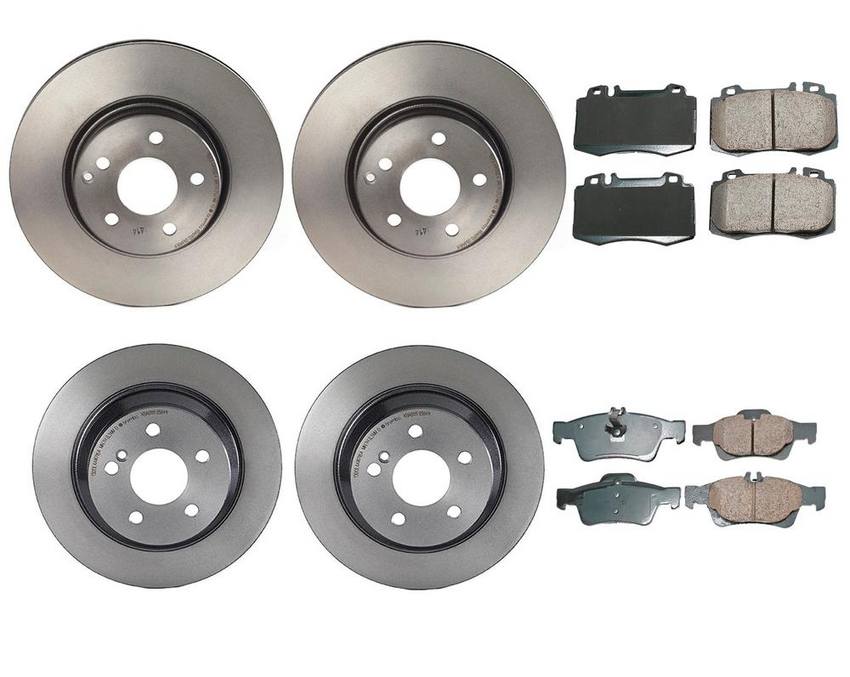 Mercedes Disc Brake Pad and Rotor Kit – Front and Rear (312mm/300mm) (Ceramic) (EURO) 211421091264 – Akebono Euro Ultra-Premium 4122516KIT