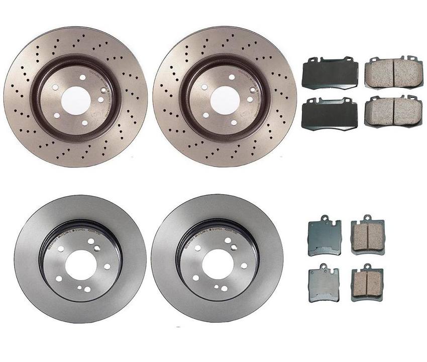 Mercedes Disc Brake Pad and Rotor Kit – Front and Rear (330mm/290mm) (Ceramic) (EURO) 210423101264 – Akebono Euro Ultra-Premium 4122613KIT