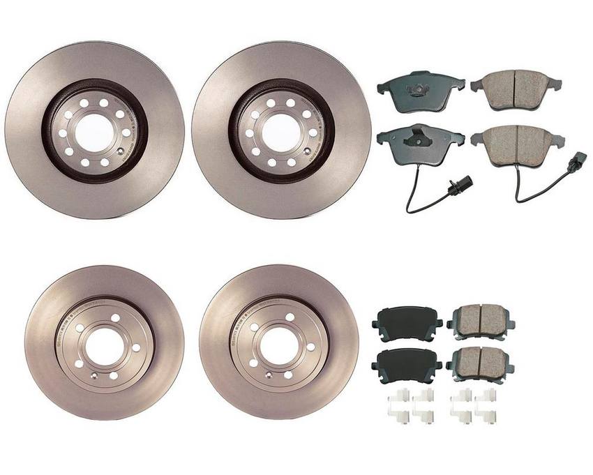 Audi Disc Brake Pad and Rotor Kit – Front and Rear (320mm/288mm) (Ceramic) (EURO) 8E0698451J – Akebono Euro Ultra-Premium 4122615KIT