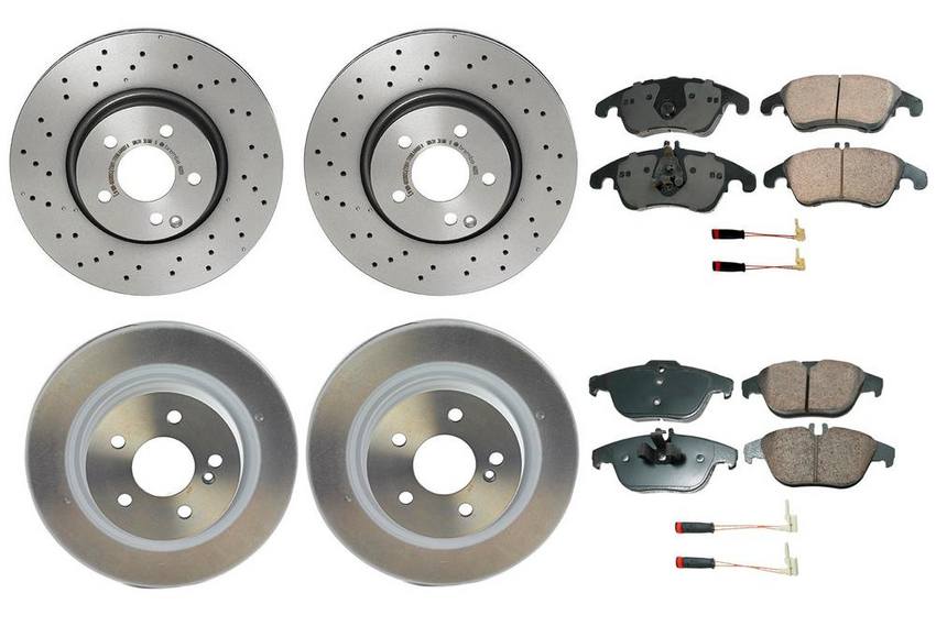 Mercedes Disc Brake Pad and Rotor Kit – Front and Rear (322mm/300mm) (Ceramic) (EURO) 000421301207 – Akebono Euro Ultra-Premium 4122618KIT