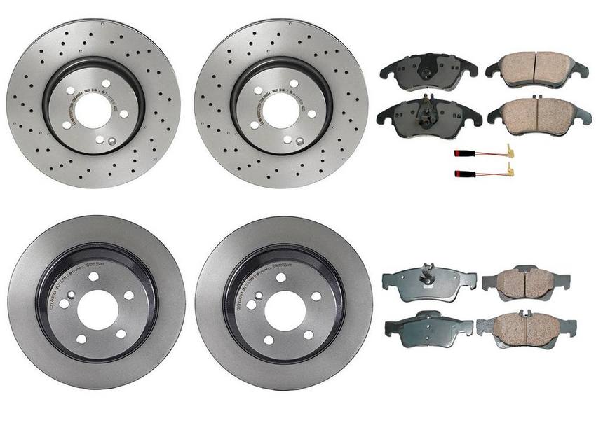 Mercedes Disc Brake Pad and Rotor Kit – Front and Rear (322mm/300mm) (Ceramic) (EURO) 006420012064 – Akebono Euro Ultra-Premium 4122619KIT