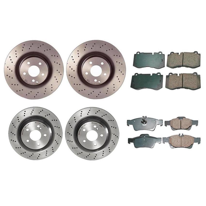 Mercedes Disc Brake Pad and Rotor Kit – Front and Rear (350mm/320mm) (Ceramic) (EURO) 221421161207 – Akebono Euro Ultra-Premium 4122621KIT