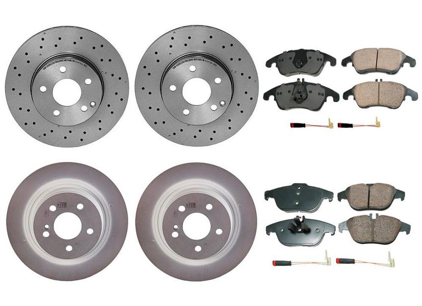 Mercedes Disc Brake Pad and Rotor Kit – Front and Rear (295mm/300mm) (Ceramic) (EURO) 2044231512 – Akebono Euro Ultra-Premium 4122622KIT