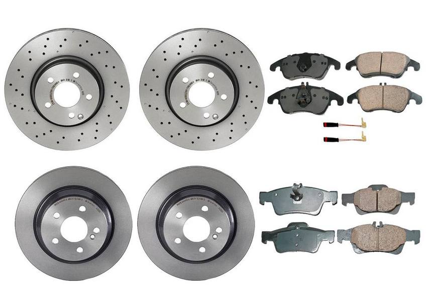 Mercedes Disc Brake Pad and Rotor Kit – Front and Rear (322mm/300mm) (Ceramic) (EURO) 006420012064 – Akebono Euro Ultra-Premium 4122624KIT