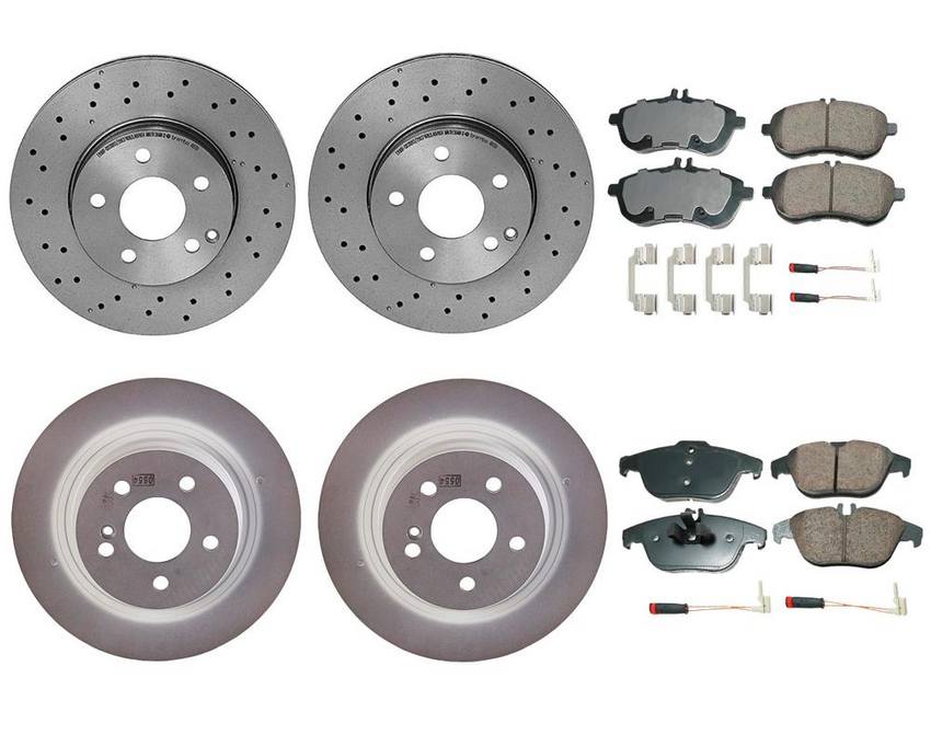 Mercedes Disc Brake Pad and Rotor Kit – Front and Rear (295mm/300mm) (Ceramic) (EURO) 2044231512 – Akebono Euro Ultra-Premium 4122625KIT