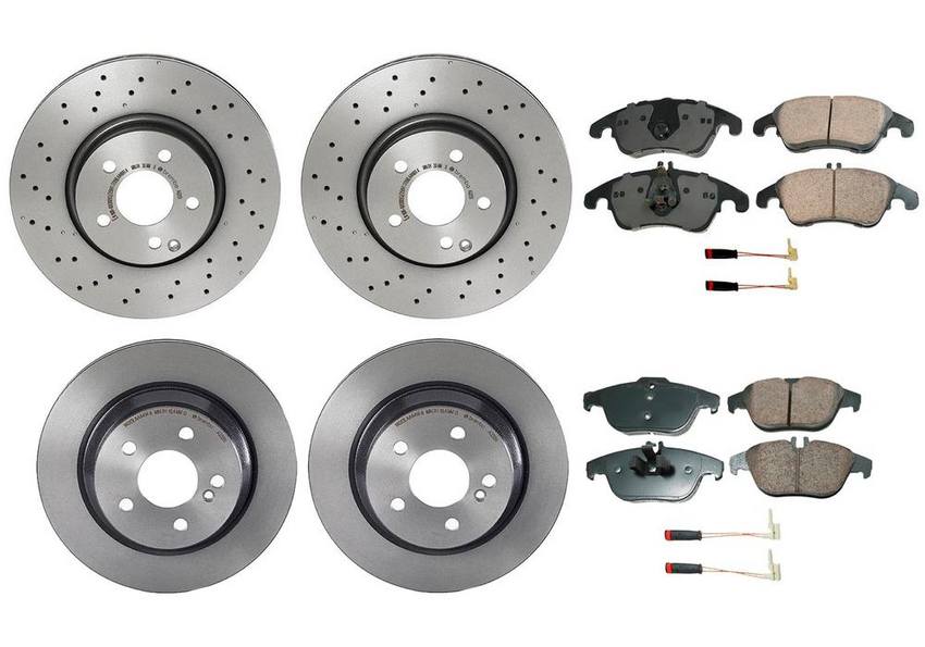 Mercedes Disc Brake Pad and Rotor Kit – Front and Rear (322mm/300mm) (Ceramic) (EURO) 000423091207 – Akebono Euro Ultra-Premium 4122628KIT