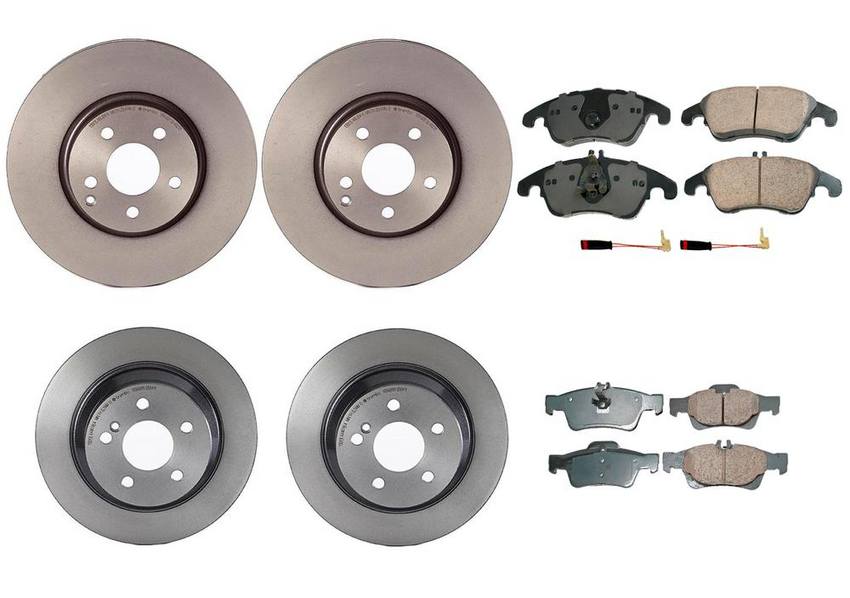 Mercedes Disc Brake Pad and Rotor Kit – Front and Rear (322mm/300mm) (Ceramic) (EURO) 006420012064 – Akebono Euro Ultra-Premium 4122629KIT