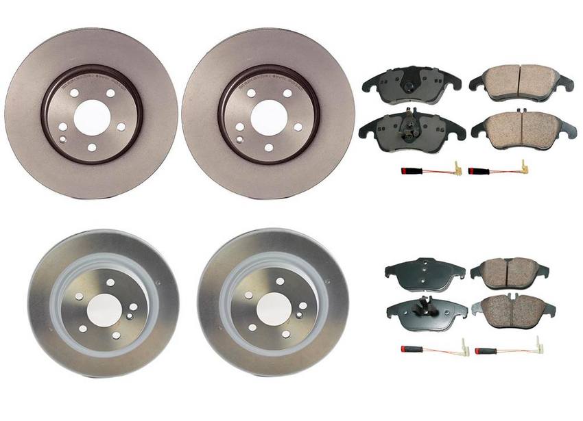 Mercedes Disc Brake Pad and Rotor Kit – Front and Rear (322mm/300mm) (Ceramic) (EURO) 000421121207 – Akebono Euro Ultra-Premium 4122632KIT