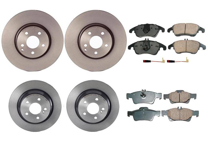 Mercedes Disc Brake Pad and Rotor Kit – Front and Rear (322mm/300mm) (Ceramic) (EURO) 006420012064 – Akebono Euro Ultra-Premium 4122634KIT