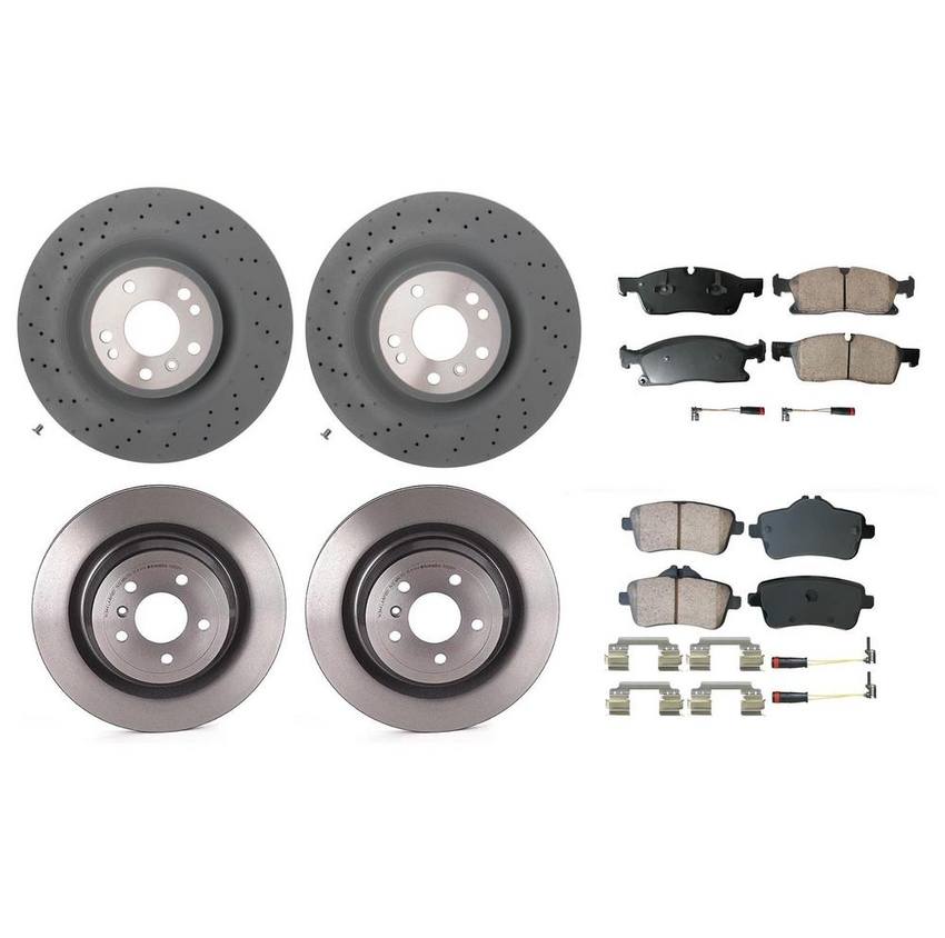 Mercedes Disc Brake Pad and Rotor Kit – Front and Rear (350mm/330mm) (Ceramic) (EURO) 1664230600 – Akebono Euro Ultra-Premium 4122639KIT