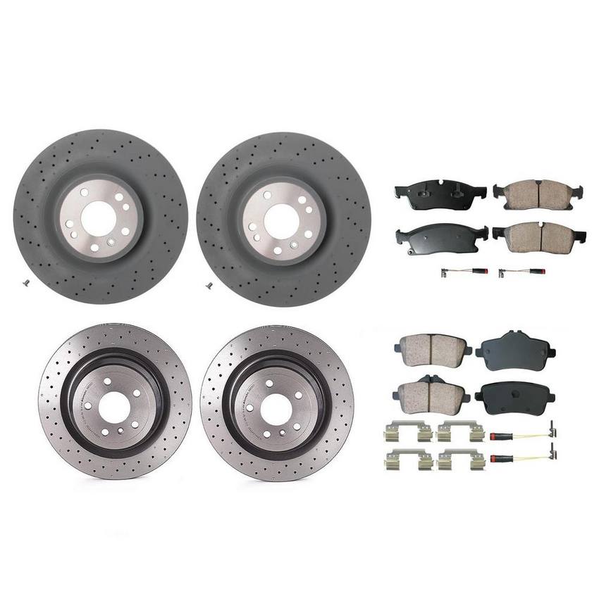 Mercedes Disc Brake Pad and Rotor Kit – Front and Rear (350mm/330mm) (Ceramic) (EURO) 1664230412 – Akebono Euro Ultra-Premium 4122642KIT