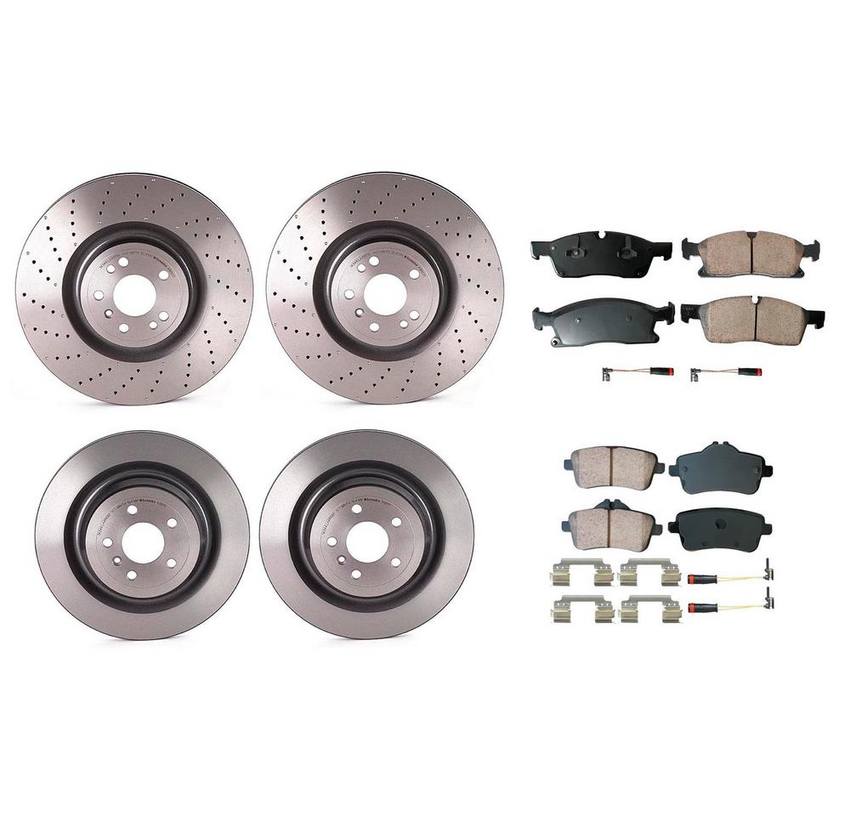 Mercedes Disc Brake Pad and Rotor Kit – Front and Rear (375mm/345mm) (Ceramic) (EURO) 1664230700 – Akebono Euro Ultra-Premium 4122645KIT