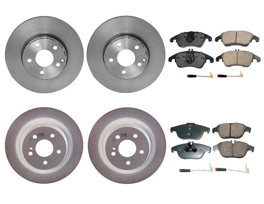 Mercedes Disc Brake Pad and Rotor Kit – Front and Rear (295mm/300mm) (Ceramic) (EURO) 2124211312 – Akebono Euro Ultra-Premium 4122646KIT