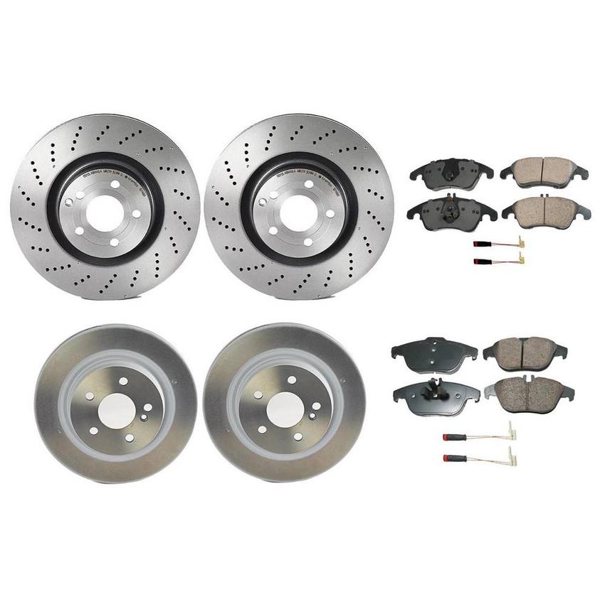 Mercedes Disc Brake Pad and Rotor Kit – Front and Rear (344mm/300mm) (Ceramic) (EURO) 000421141207 – Akebono Euro Ultra-Premium 4122654KIT