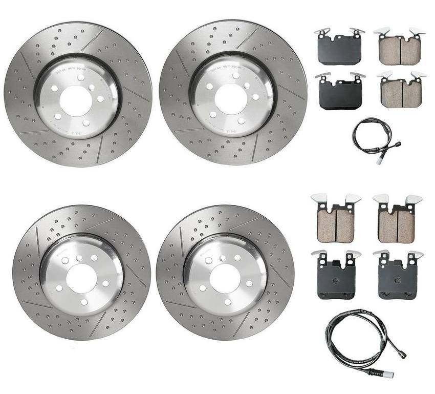 BMW Disc Brake Pad and Rotor Kit – Front and Rear (370mm/345mm) (Ceramic) (EURO) 34218099354 – Akebono Euro Ultra-Premium 4122661KIT