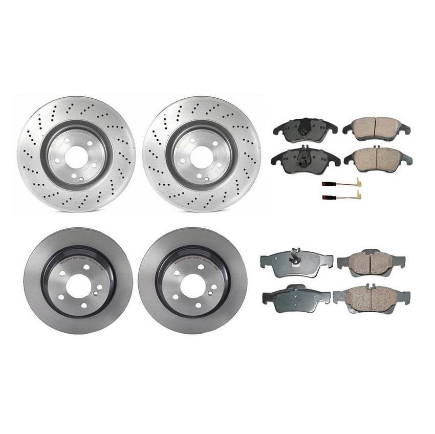 Mercedes Disc Brake Pad and Rotor Kit – Front and Rear (344mm/300mm) (Ceramic) (EURO) 006420012064 – Akebono Euro Ultra-Premium 4122663KIT