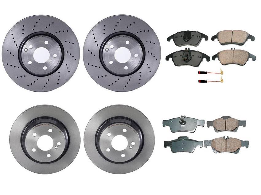 Mercedes Disc Brake Pad and Rotor Kit – Front and Rear (322mm/300mm) (Ceramic) (EURO) 006420012064 – Akebono Euro Ultra-Premium 4122678KIT