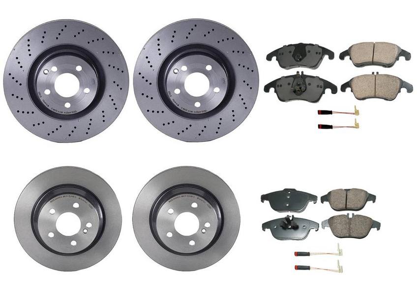 Mercedes Disc Brake Pad and Rotor Kit – Front and Rear (344mm/300mm) (Ceramic) (EURO) 000423091207 – Akebono Euro Ultra-Premium 4122682KIT