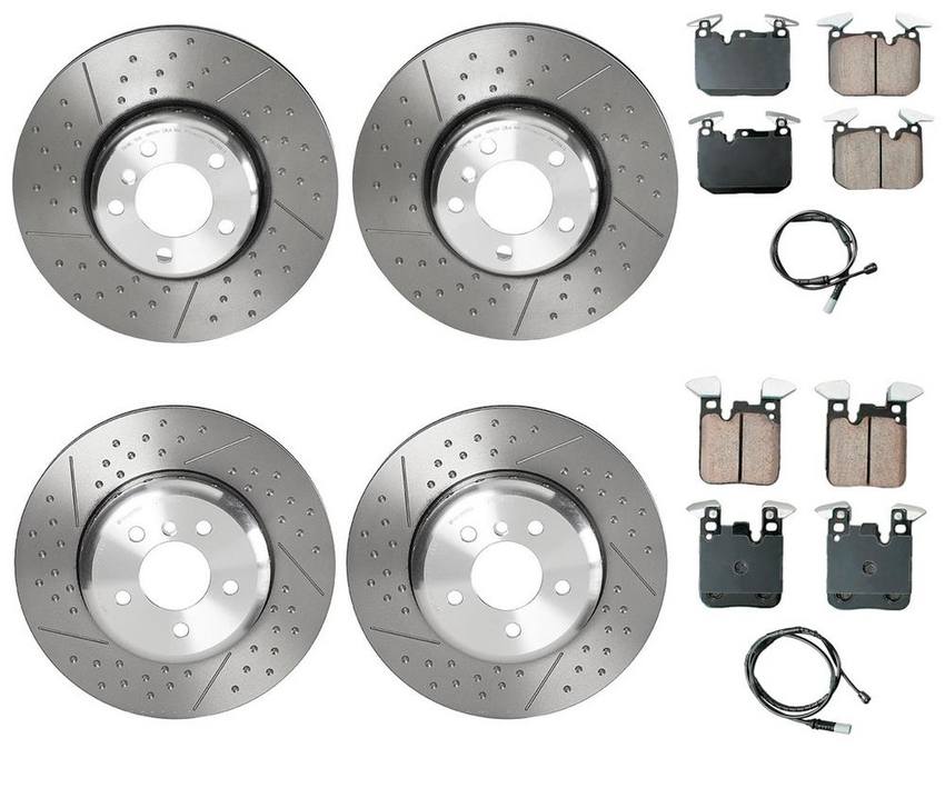 BMW Disc Brake Pad and Rotor Kit – Front and Rear (340mm/345mm) (Ceramic) (EURO) 34218099354 – Akebono Euro Ultra-Premium 4122688KIT