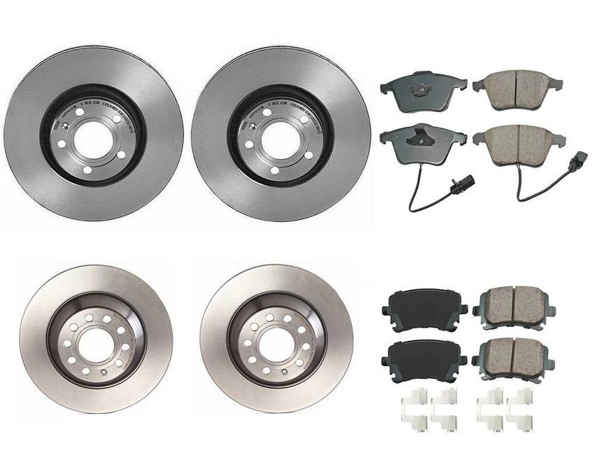 Audi Disc Brake Pad and Rotor Kit – Front and Rear (321mm/302mm) (Ceramic) (EURO) 8E0698451J – Akebono Euro Ultra-Premium 4122692KIT