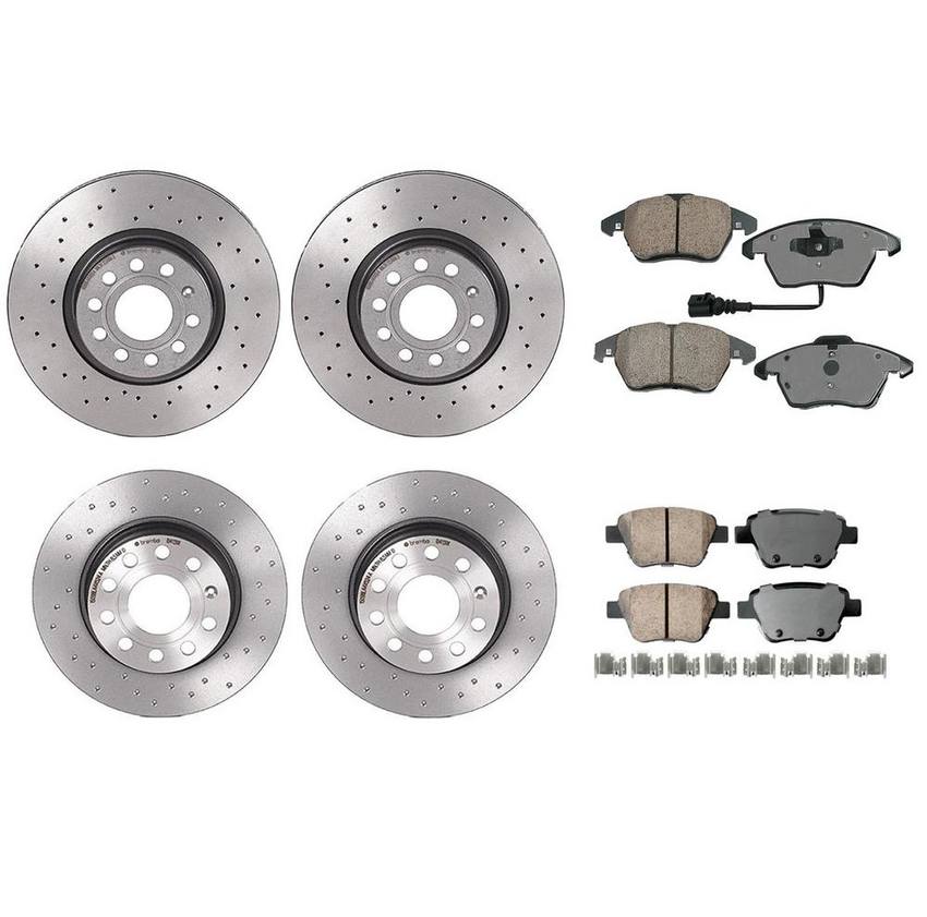 Audi VW Disc Brake Pad and Rotor Kit – Front and Rear (312mm/272mm) (Xtra) (Ceramic) (EURO) 8J0698151C – Akebono Euro Ultra-Premium 4122719KIT