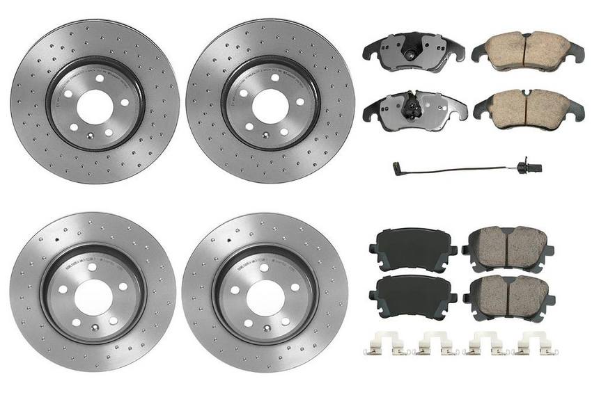 Audi Disc Brake Pad and Rotor Kit – Front and Rear (320mm/300mm) (Xtra) (Ceramic) (EURO) 8K0698451G – Akebono Euro Ultra-Premium 4122722KIT