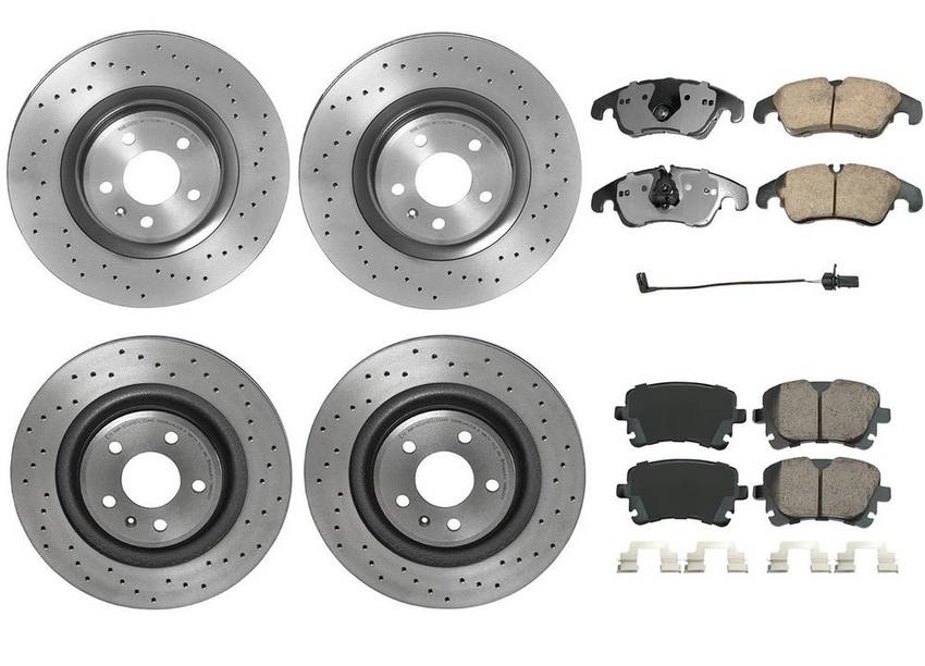 Audi Disc Brake Pad and Rotor Kit – Front and Rear (345mm/330mm) (Xtra) (Ceramic) (EURO) 8K0698451G – Akebono Euro Ultra-Premium 4122725KIT