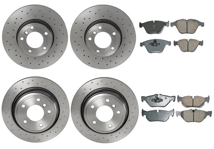 BMW Disc Brake Pad and Rotor Kit – Front and Rear (312mm/300mm) (Xtra) (Ceramic) (EURO) 34216864901 – Akebono Euro Ultra-Premium 4122726KIT