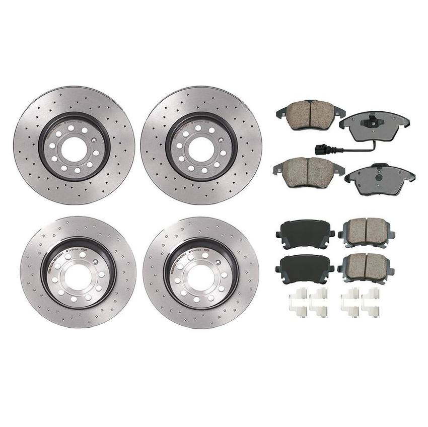 Audi VW Disc Brake Pad and Rotor Kit – Front and Rear (312mm/282mm) (Xtra) (Ceramic) (EURO) 8J0698151C – Akebono Euro Ultra-Premium 4122732KIT