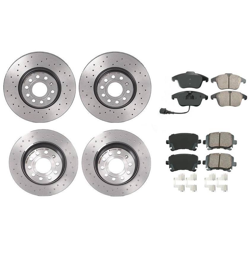 Audi VW Disc Brake Pad and Rotor Kit – Front and Rear (312mm/282mm) (Xtra) (Ceramic) (EURO) 8E0698451J – Akebono Euro Ultra-Premium 4122735KIT