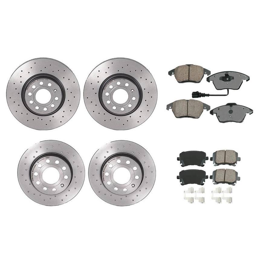 Audi VW Disc Brake Pad and Rotor Kit – Front and Rear (312mm/260mm) (Xtra) (Ceramic) (EURO) 8J0698151C – Akebono Euro Ultra-Premium 4122738KIT