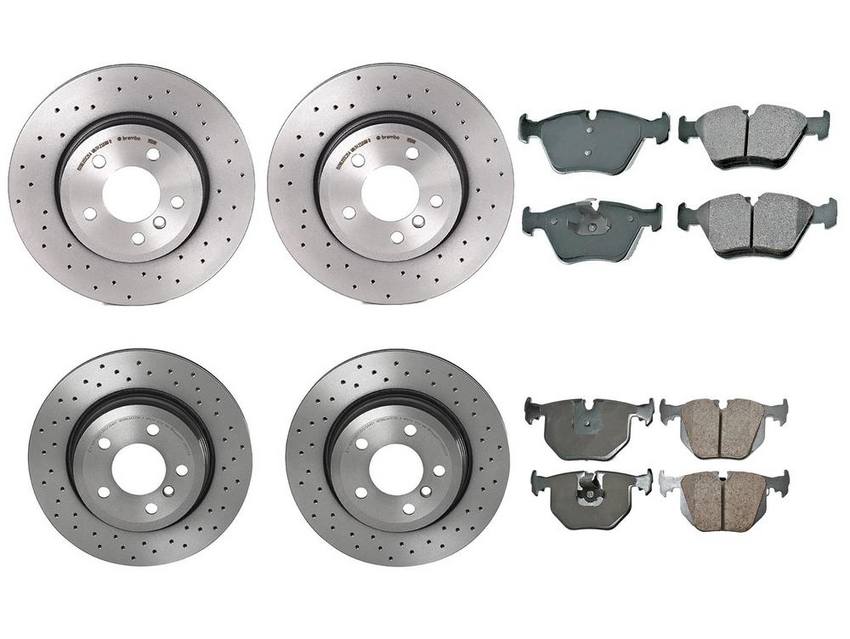 BMW Disc Brake Pad and Rotor Kit – Front and Rear (325mm/320mm) (Xtra) (Ceramic) (EURO) 34216761250 – Akebono Euro Ultra-Premium 4122741KIT