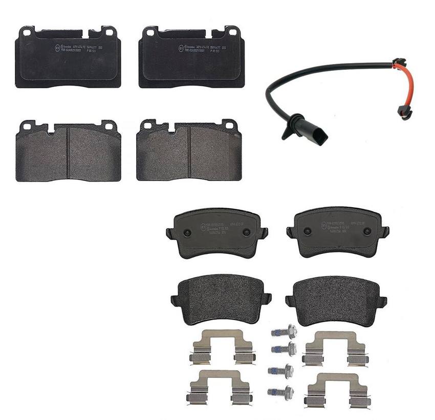 Audi Brembo Brake Kit – Pads Front and Rear(Low-Met) (with Sensor) 8R0698151T – Brembo 4122812KIT