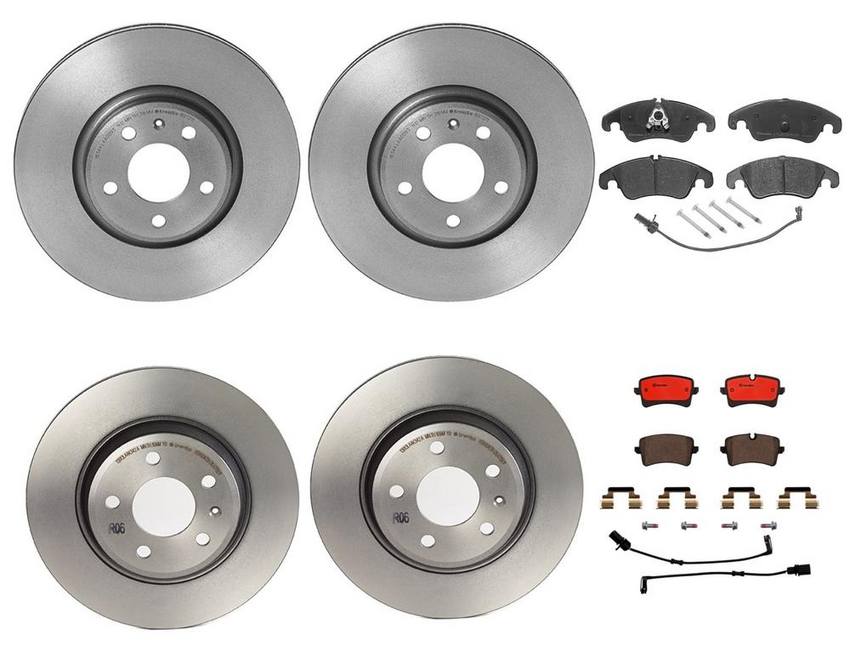 Audi Brake Kit – Pads and Rotors Front and Rear (320mm/300mm) (Ceramic) 8R0698151S – Brembo 4165726KIT