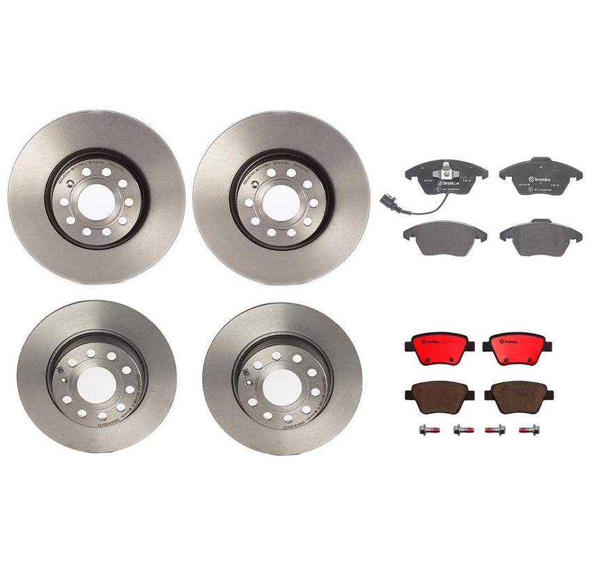 VW Brakes Kit – Pads & Rotors Front and Rear (312mm/272mm) (Ceramic) 8J0698151C – Brembo 4166781KIT