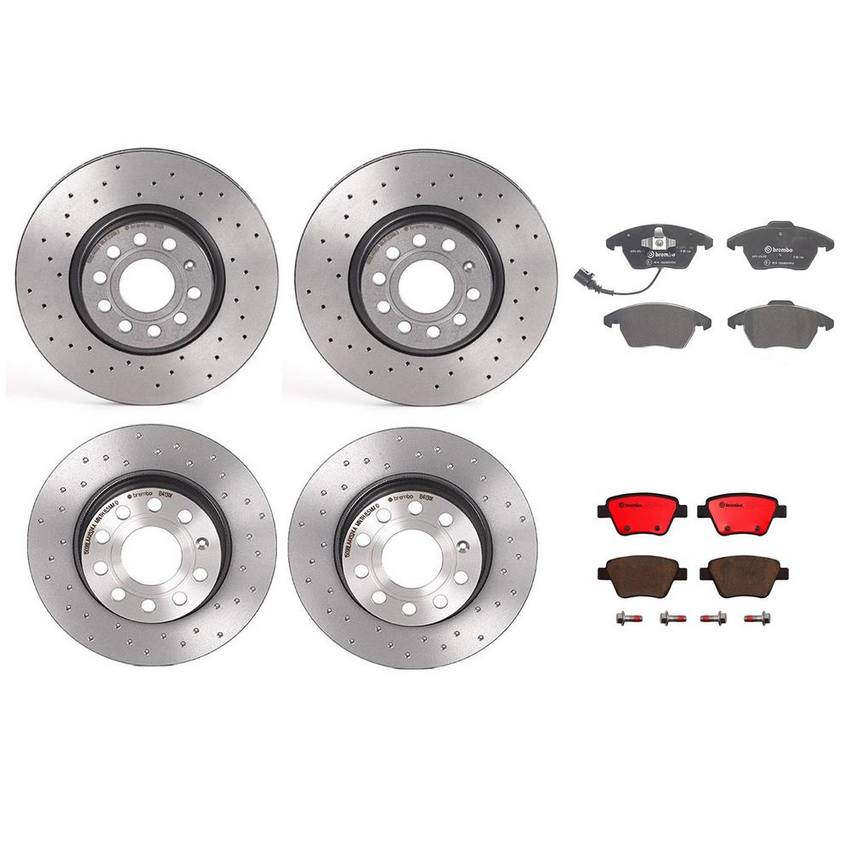 VW Brakes Kit – Pads & Rotors Front and Rear (312mm/272mm) (Ceramic) 8J0698151C – Brembo 4166793KIT