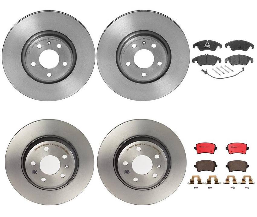 Audi Brake Kit – Pads and Rotors Front and Rear (320mm/300mm) (Ceramic) 8R0698151S – Brembo 4166795KIT