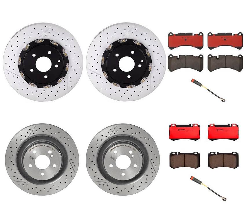 Mercedes Brakes Kit – Pads & Rotors Front and Rear (340mm/330mm) (Ceramic) 005420672041 – Brembo 4175192KIT