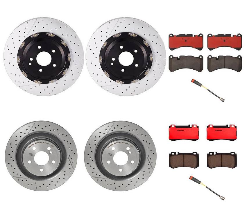 Mercedes Brakes Kit – Pads & Rotors Front and Rear (360mm/330mm) (Ceramic) 005420672041 – Brembo 4175193KIT