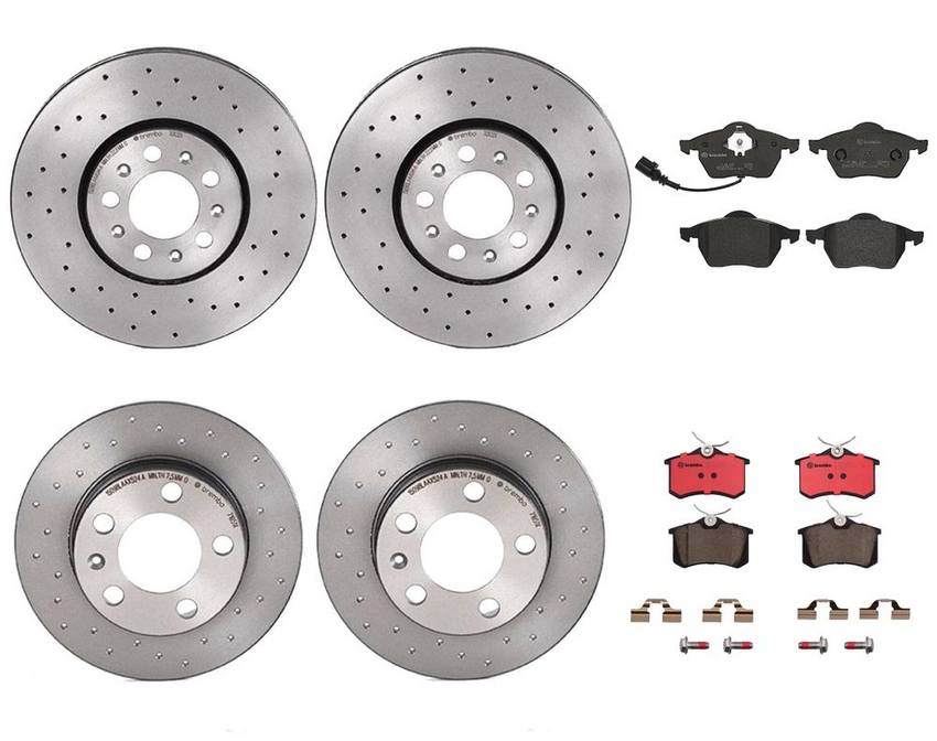 VW Brakes Kit – Pads & Rotors Front and Rear (288mm/232mm) (Ceramic) 8E0698451L – Brembo 4175555KIT