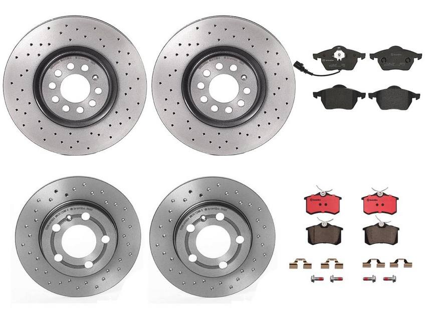 Audi Brake Kit – Pads and Rotors Front and Rear (312mm/239mm) (Ceramic) 8N0615301A – Brembo 4175559KIT