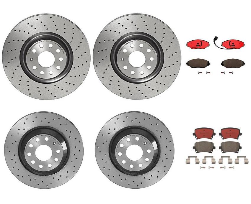 VW Brakes Kit – Pads & Rotors Front and Rear (340mm/310mm) (Ceramic) JZW698451M – Brembo 4176001KIT