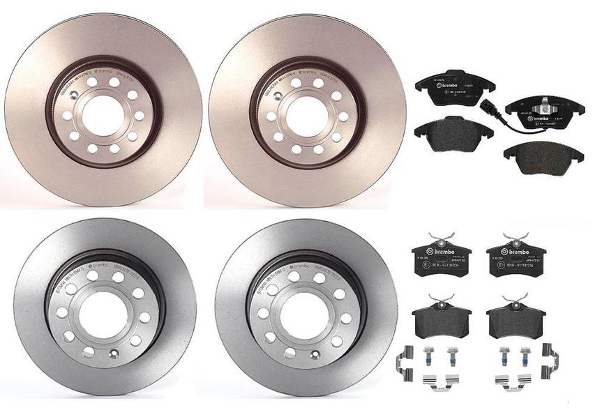 VW Brakes Kit – Pads & Rotors Front and Rear (312mm/255mm) (Low-Met) 8J0698151C – Brembo 4182104KIT