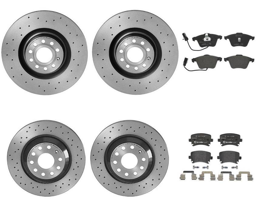 VW Brakes Kit – Pads & Rotors Front and Rear (345mm/310mm) (Low-Met) JZW698451M – Brembo 4189371KIT