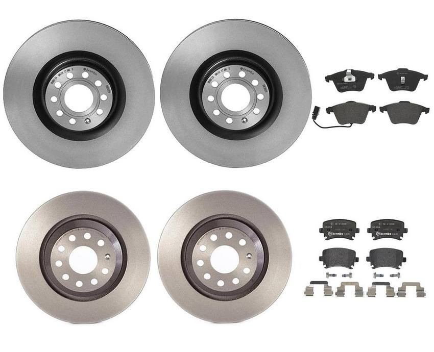 VW Brakes Kit – Pads & Rotors Front and Rear (345mm/310mm) (Low-Met) 8J0698151F – Brembo 4189372KIT