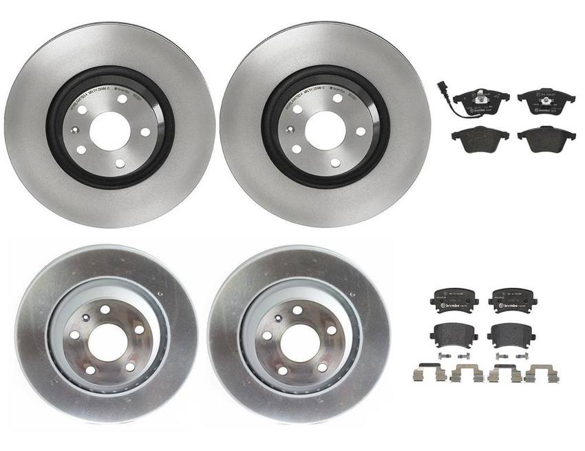 Audi Brake Kit – Pads and Rotors Front and Rear (340mm/310mm) (Low-Met) 8J0698151F – Brembo 4189378KIT