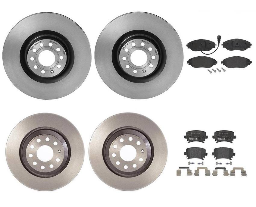 VW Brakes Kit – Pads & Rotors Front and Rear (345mm/310mm) (Low-Met) JZW698451M – Brembo 4189380KIT