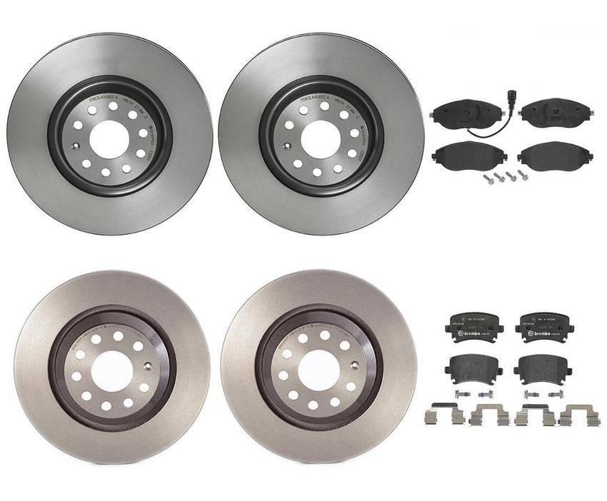 VW Brakes Kit – Pads & Rotors Front and Rear (340mm/310mm) (Low-Met) JZW698451M – Brembo 4189383KIT